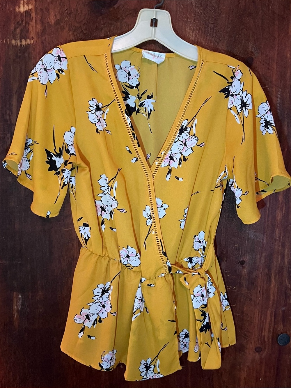 Sienna Sky Yellow Floral Wrap Top